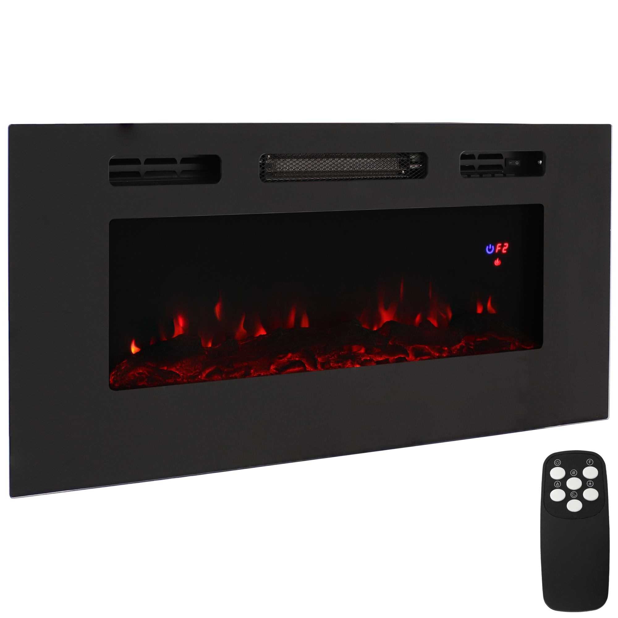 Sunnydaze Decor, Sophisticated Hearth 40in. Black Electric Fireplace, Heat Output 5100 Btu/hour, Heating Capability 400 ft², Model# LOE-374